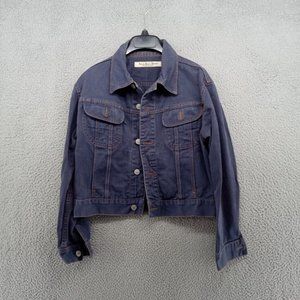 Sisley Denim Jacket Womens Small Blue Indigo Solid Cropped‎ Jean 90s Italy